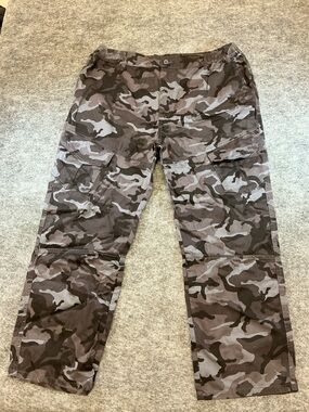 Big Dude Grey Camo Cargo Straight Leg Cotton Pants A34